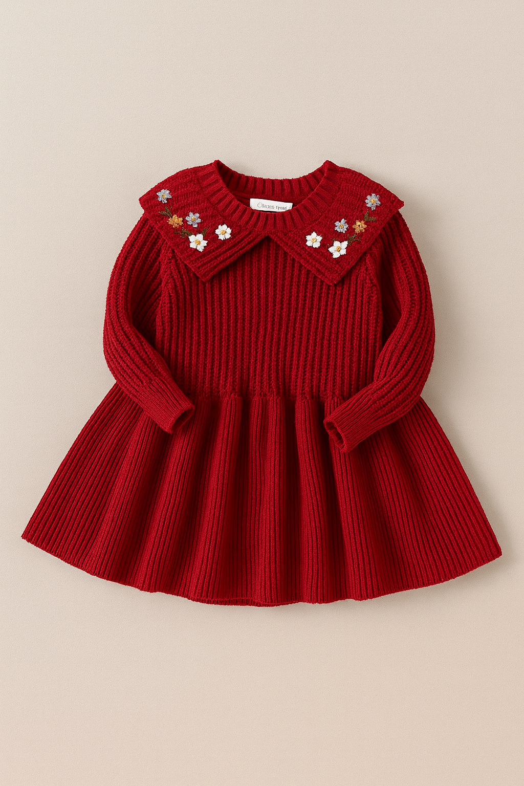 Winter Blossom Knitted Embroidered Dress
