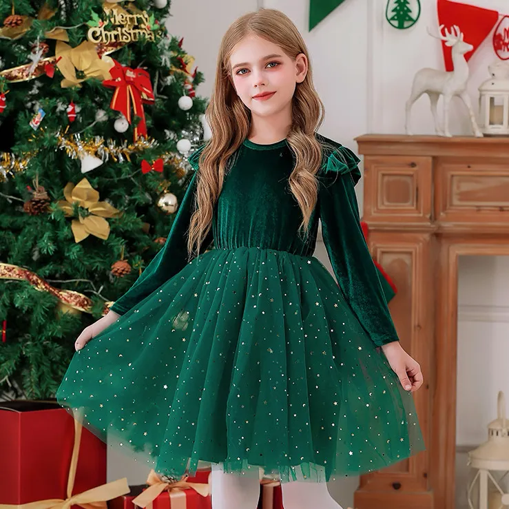 Sparkle and Snowflake Christmas Ruffle Dress