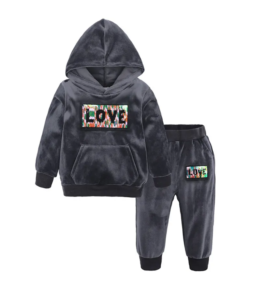 Love & Sparkle Velour Hoodie Set