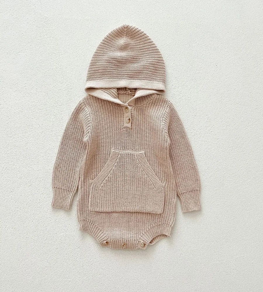 Snuggle Knit Hoodie Romper