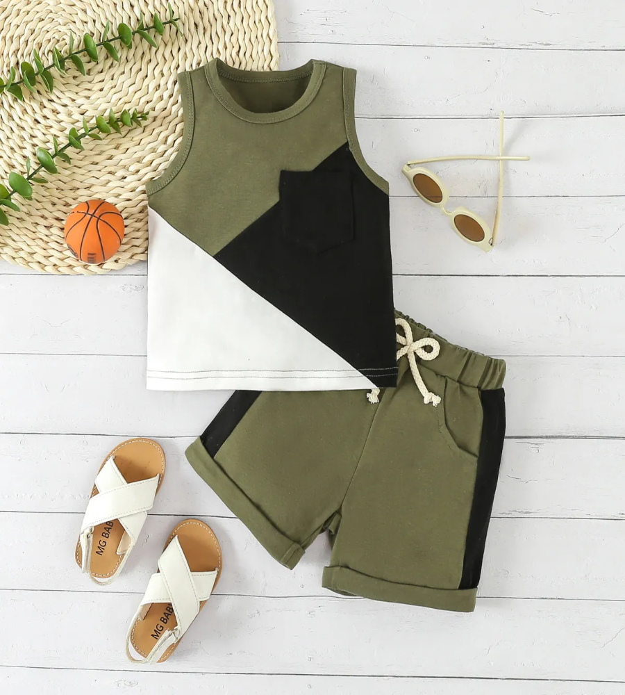 Sunny Vibes Colorblock Shorts Set