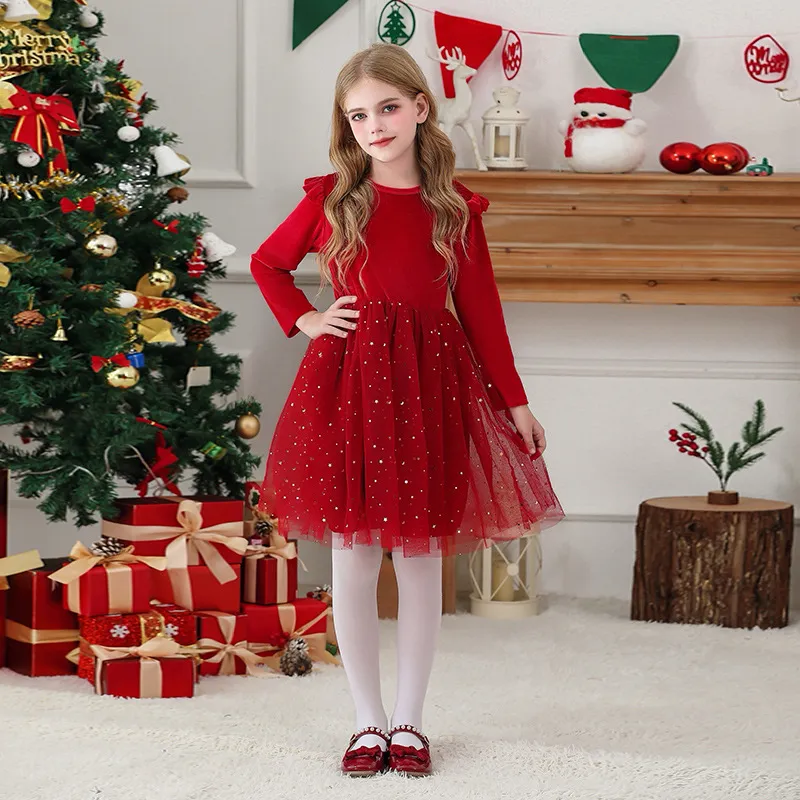 Sparkle and Snowflake Christmas Ruffle Dress
