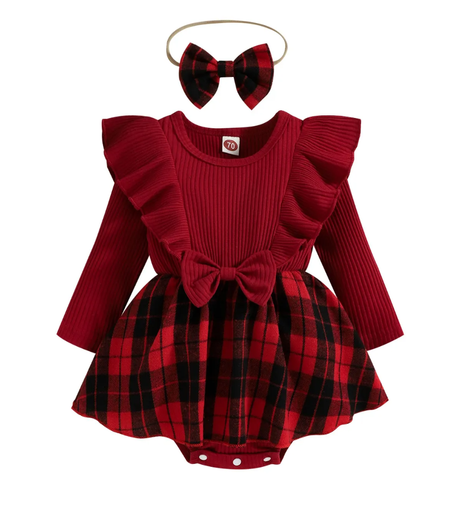 Jolly Plaid Christmas Romper