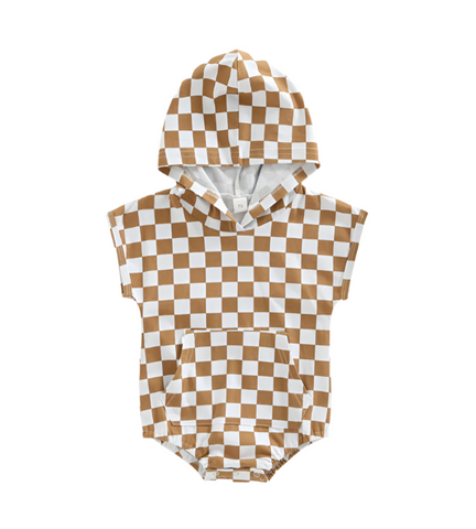 CheckeredCuddle Hooded Romper