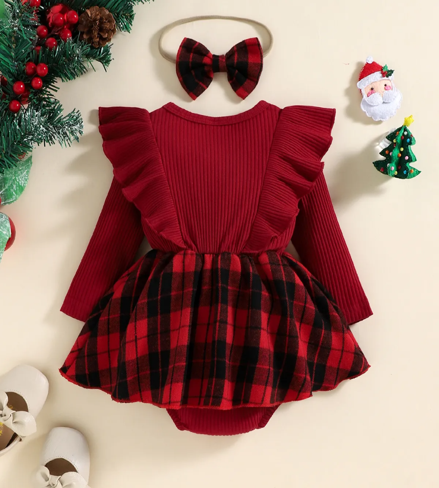 Jolly Plaid Christmas Romper