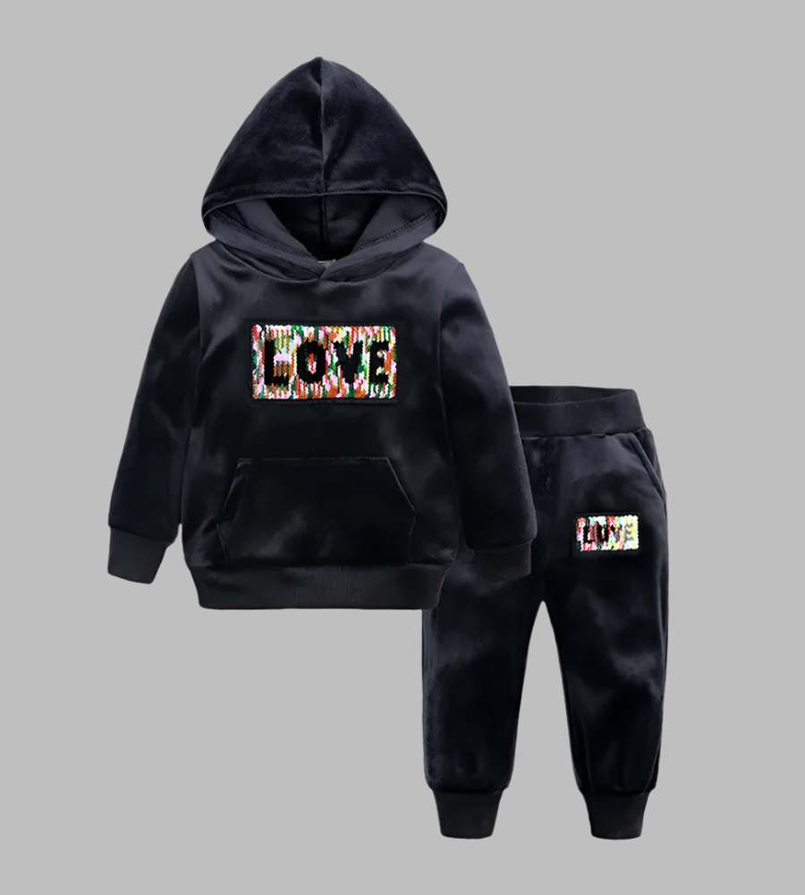 Love & Sparkle Velour Hoodie Set