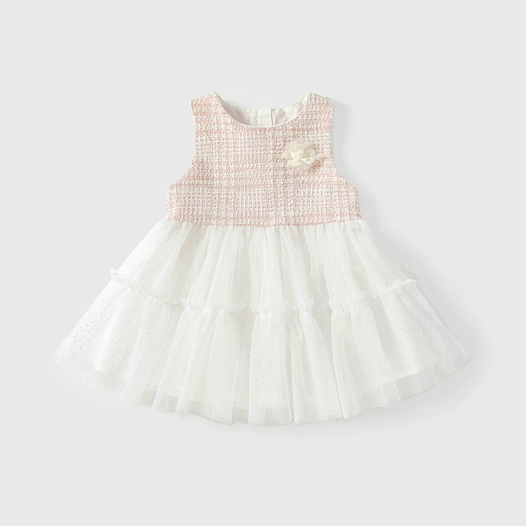 Princess Patchwork Tweed Cardigan and Tulle Dress Set