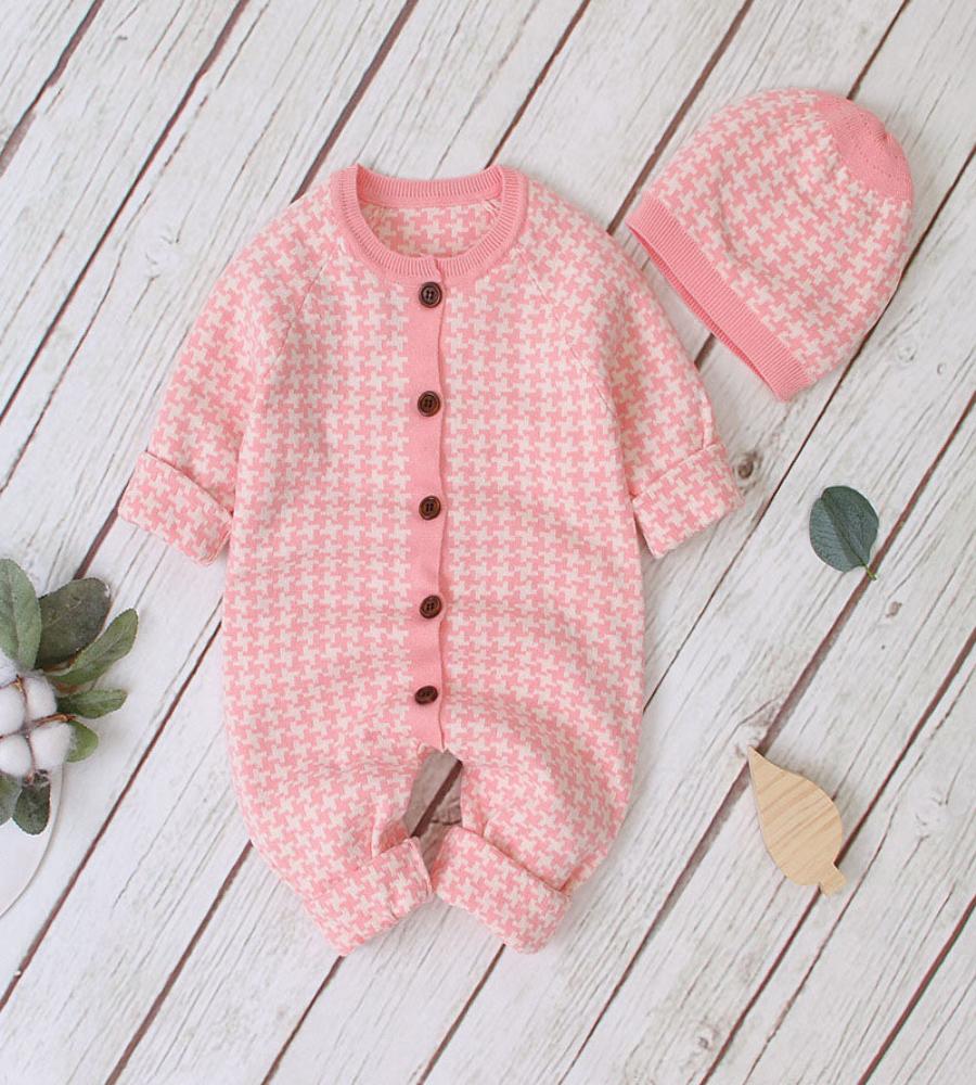 Noah Classic Knit Romper Pink