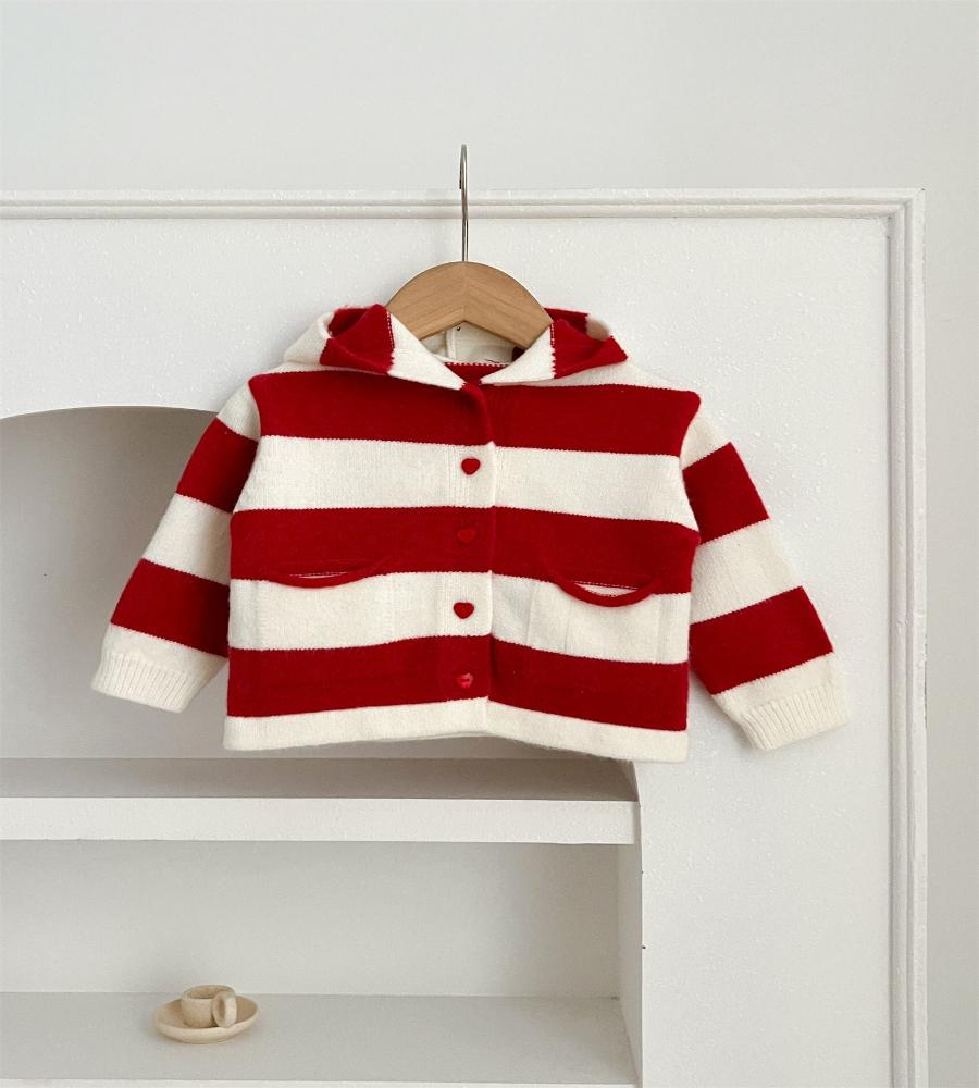 Striped Charm Knit Hoodie