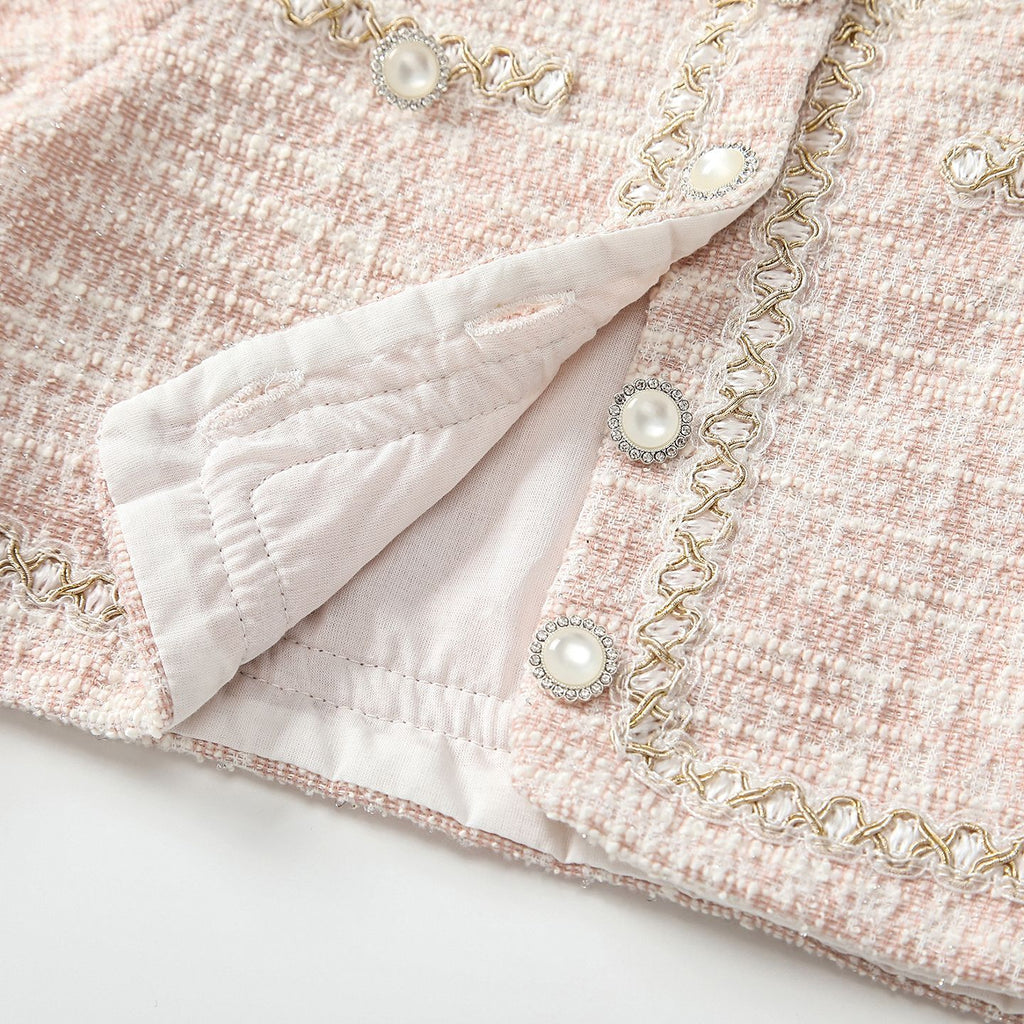 Princess Patchwork Tweed Cardigan and Tulle Dress Set