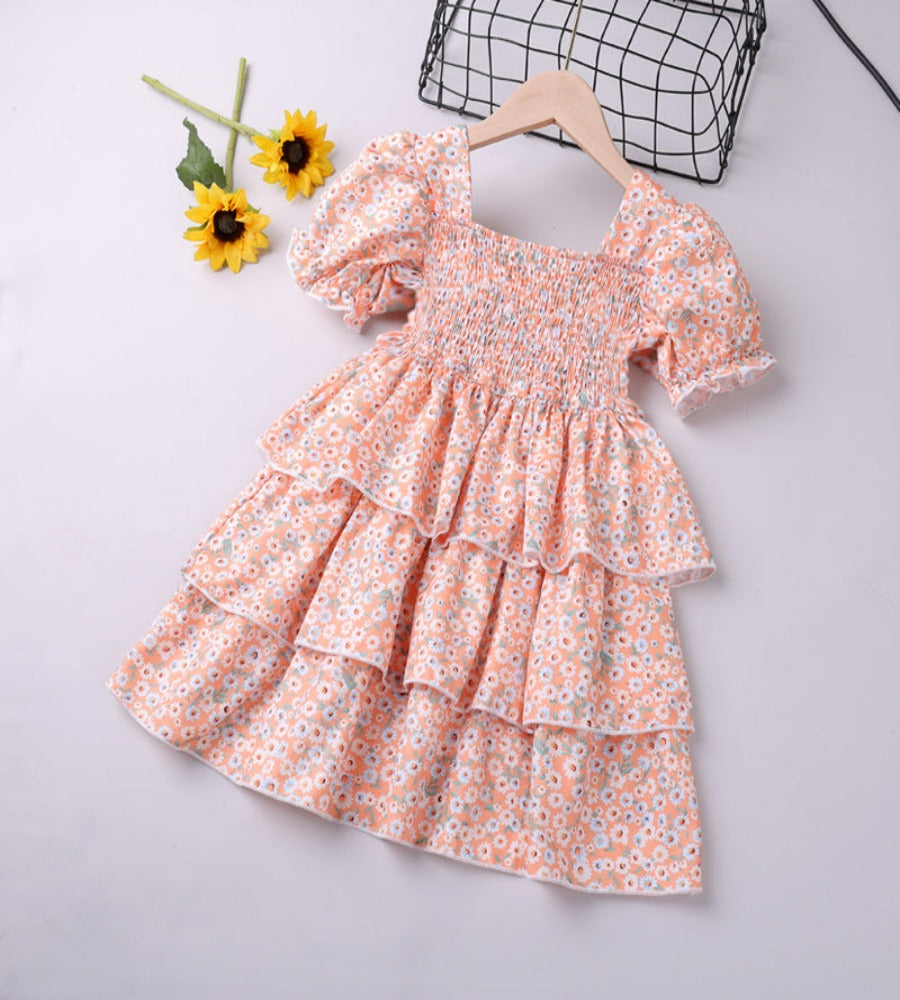 Baby Girl Fashion Flower Pattern Short-sleeves Dress