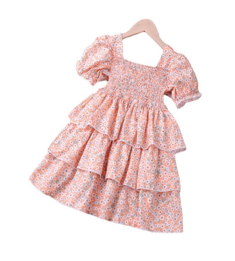 Baby Girl Fashion Flower Pattern Short-sleeves Dress