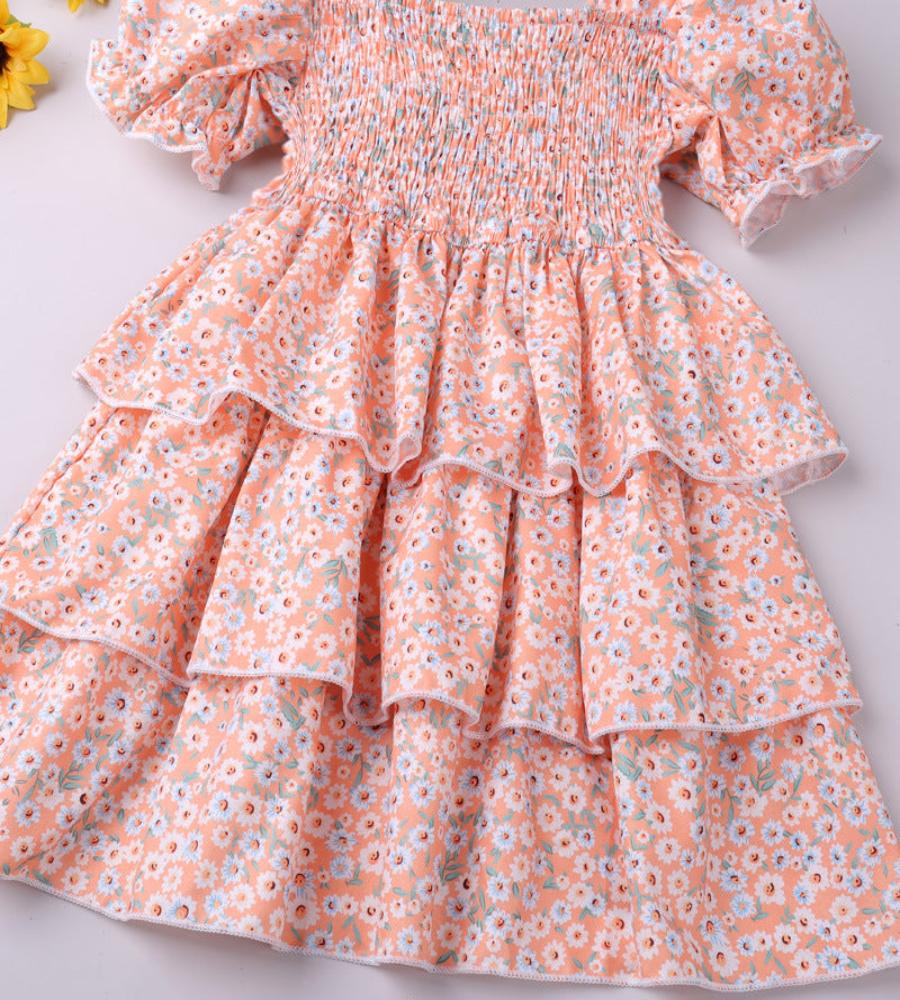Baby Girl Fashion Flower Pattern Short-sleeves Dress