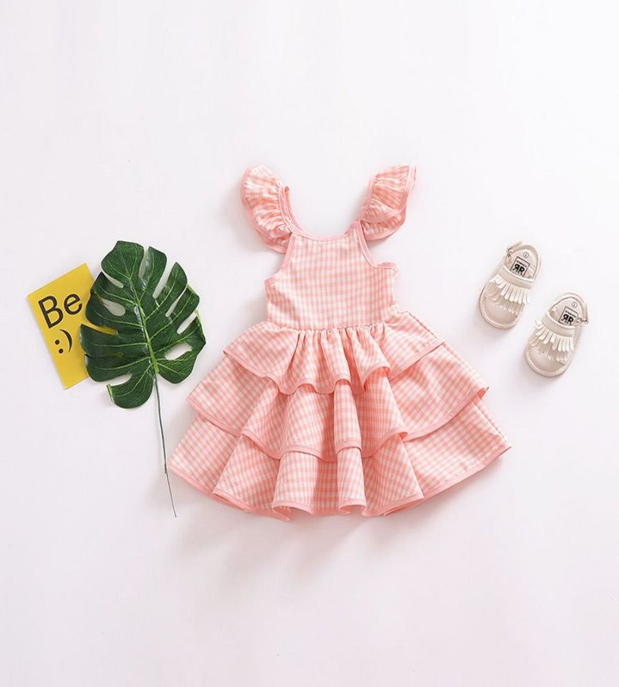 Cute Pink Ruffle Backless Dress for Toddlers