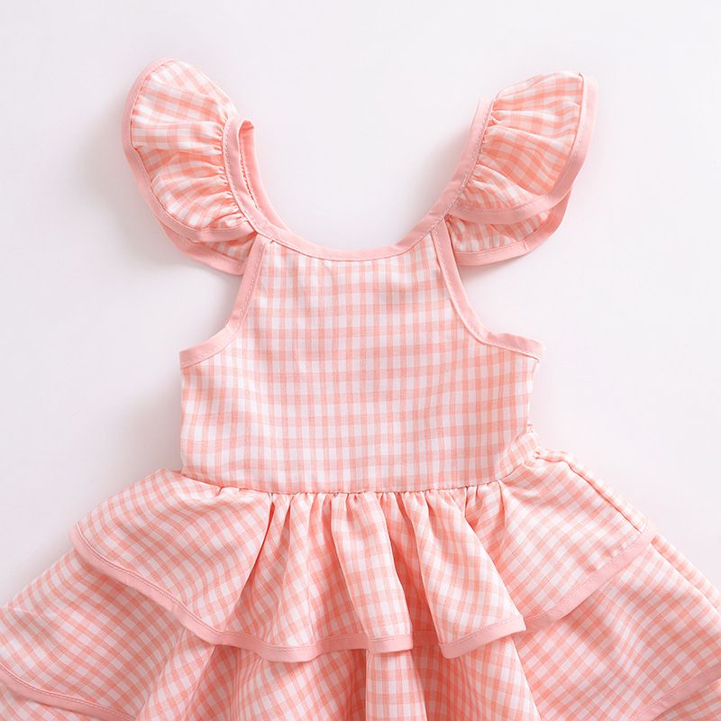 Cute Pink Ruffle Backless Dress for Toddlers