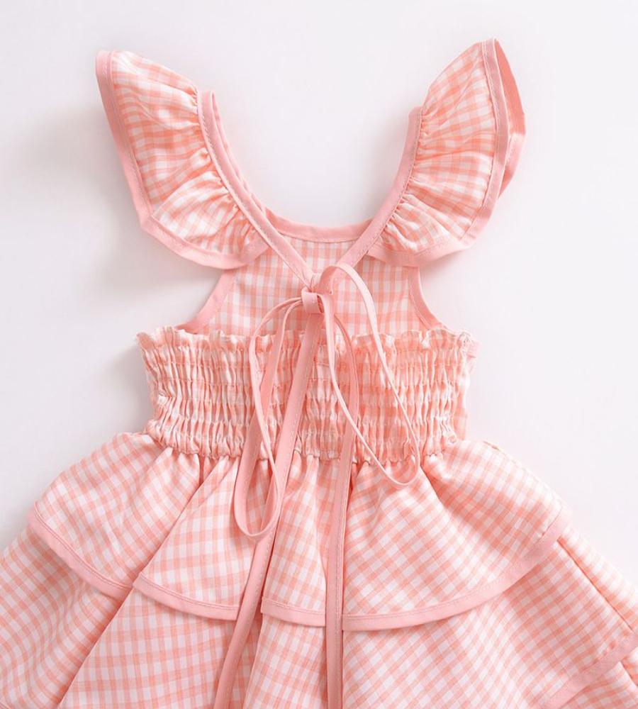 Cute Pink Ruffle Backless Dress for Toddlers