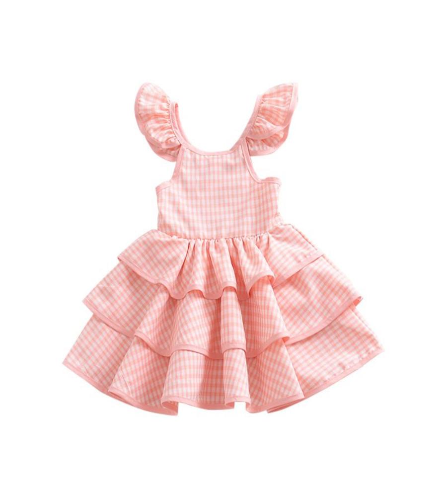 Cute Pink Ruffle Backless Dress for Toddlers